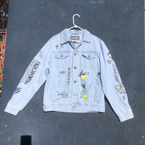 Brooklyn Cloth graphic Artisan oversized denim jacket New L - Picture 2 of 14